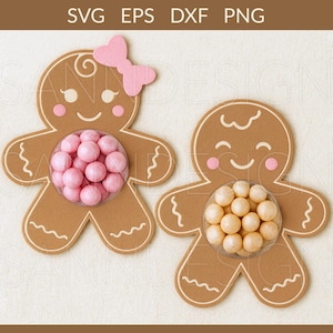 Christmas Candy Holder SVG, Candy Ornaments SVG, Gingerbread Man Chocolate Holder SVG, Christmas Ornament svg, Christmas Candy Dome svg dxf