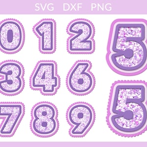 Numéro Shaker svg, Numéros Shaker svg, Shaker Cake Topper svg, Numéros pour Cake Topper svg, Birthday Topper svg, Numéros superposés svg dxf png