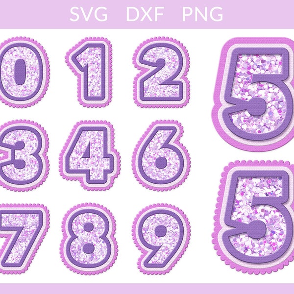 Number Shaker svg, Shaker Numbers svg, Shaker Cake Topper svg, Numbers for Cake Topper svg, Birthday Topper svg, Layered Numbers svg dxf png
