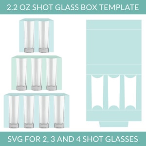2.2 OZ Shot Glass Box Template SVG, Shot Glasses Box svg, Box For 2, 3 or 4 Shot Glasses, Digital Download Cut File svg