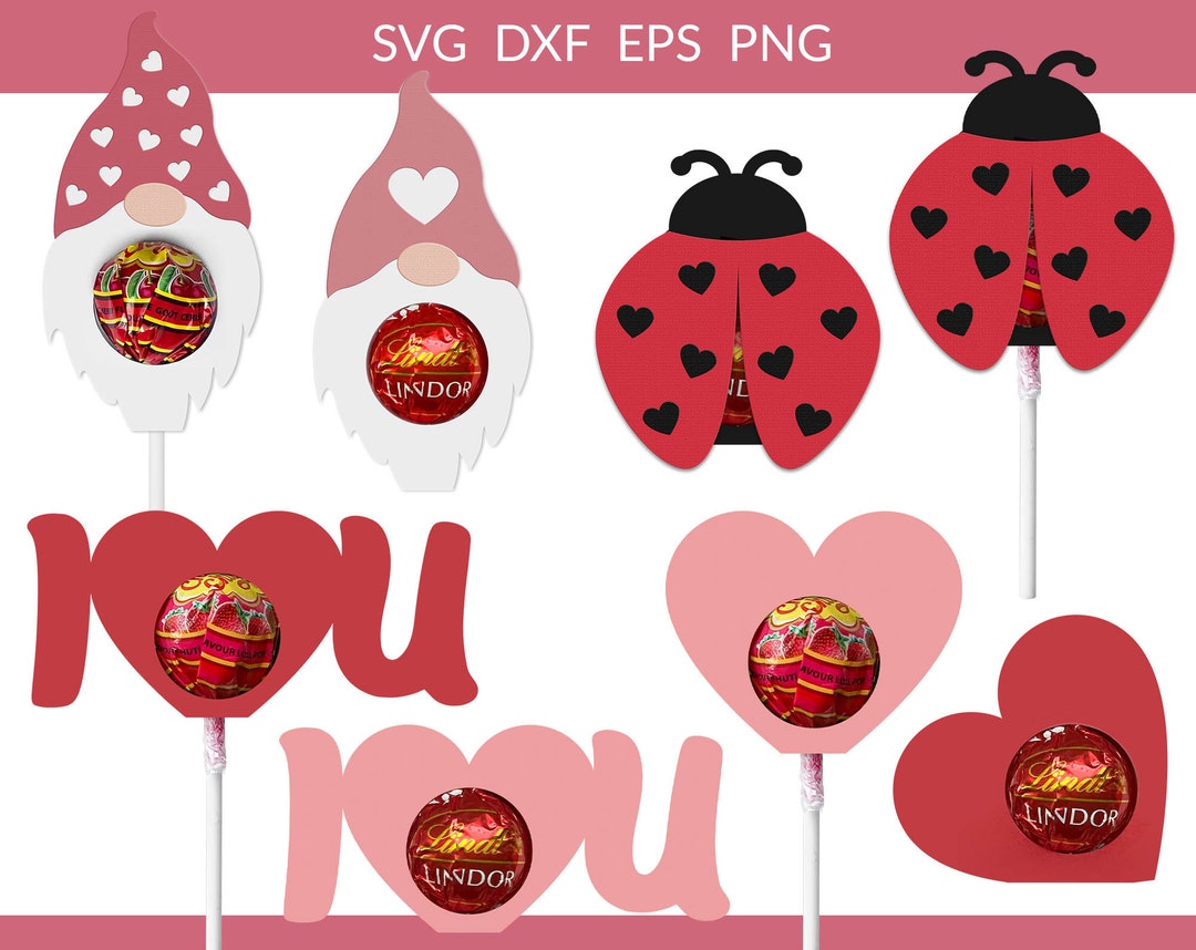 Valentines Day Lollipop Holder Svg, Valentines Chocolate Holder Bundle