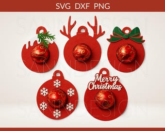 Weihnachts-Schokoladenhalter SVG, Weihnachtskugel-Schokoladenhalter SVG, Weihnachts-Süßigkeiten-Ornament SVG, Weihnachts-Süßigkeiten-Ornament SVG, Weihnachts-Süßigkeiten-Ornament