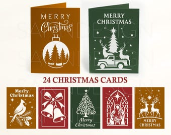 Julkort SVG-paket, DIY God Jul-kort, Pappersskurna Julkortsmallar för Cricut Silhouette, God Jul-kort svg