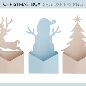 Christmas Box svg, Reindeer Box svg, Christmas Box Template, Christmas Gift Box svg, Christmas Cardstock svg dxf, Christmas Paper Box svg