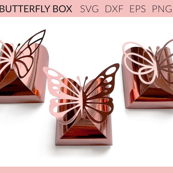 Butterfly Gift Box svg, Gift Boxes svg, Butterfly Box Template, Butterflies Paper Box svg, Gift Box Bundle svg dxf, No Glue Box Cricut svg