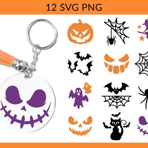 Halloween Wooden Bead Keychain - Skeleton, Bat, Pumpkin & Ghost Charms On A String