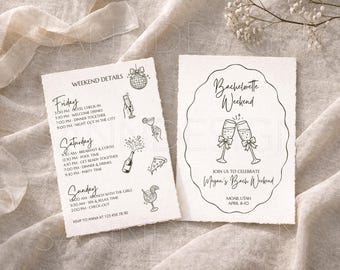 Bachelorette Weekend Invitation Template, Editable Canva Bach Itinerary Invite, Girls Trip Party Invite, Printable Hen Party Weekend