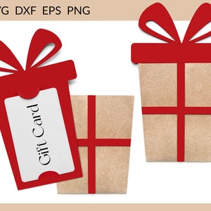Kerstcadeau kaarthouder, cadeau kaarthouder SVG, huidige cadeau kaarthouder SVG, cadeau kaarthouder Cricut silhouet