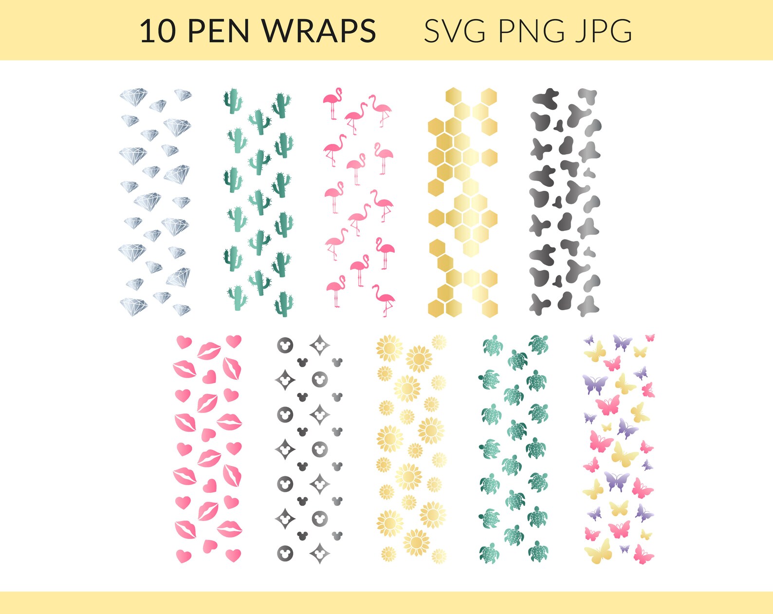 Pen Wraps SVG PNG Glitter Pen Wraps Pen Wraps Patterns Pen | Etsy