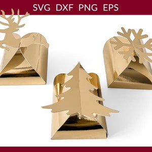 Christmas Box svg, Gift Box svg, Christmas Box Template, Christmas Paper Box svg, Christmas Tree Reindeer Snowflake Box Gift Box svg dxf png