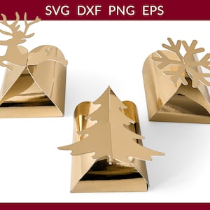 Christmas Box svg, Gift Box svg, Christmas Box Template, Christmas Paper Box svg, Christmas Tree Reindeer Snowflake Box Gift Box svg dxf png