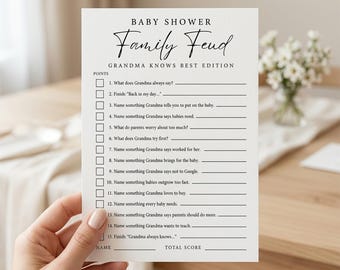 Baby Shower Family Feud Game, Baby Shower Games Printable, Editable Canva Template, Family Feud Baby Shower Game, Instant Download