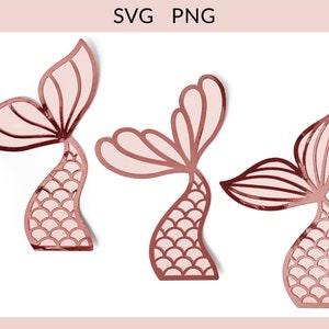 Queue de sirène svg, sirène png, fichier de découpe de sirène, ensemble de queue de sirène, sirène en couches, topper de fille d'anniversaire de sirène, fichier de sirène Cricut