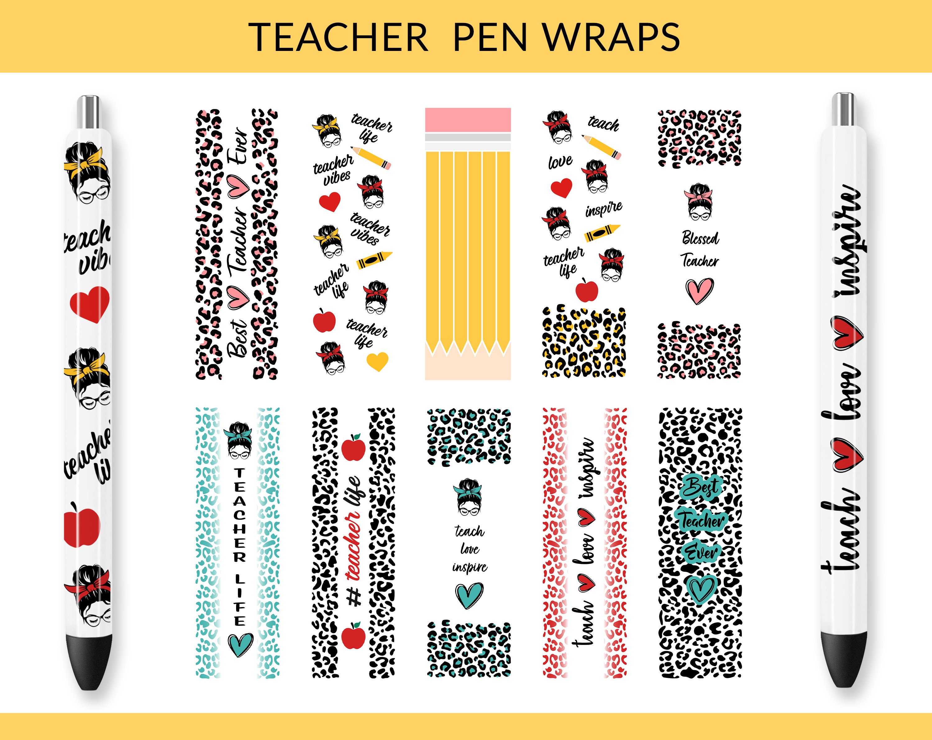 Teacher Pen Wraps, Pen Wrap Svg, Teacher Pen Wrap