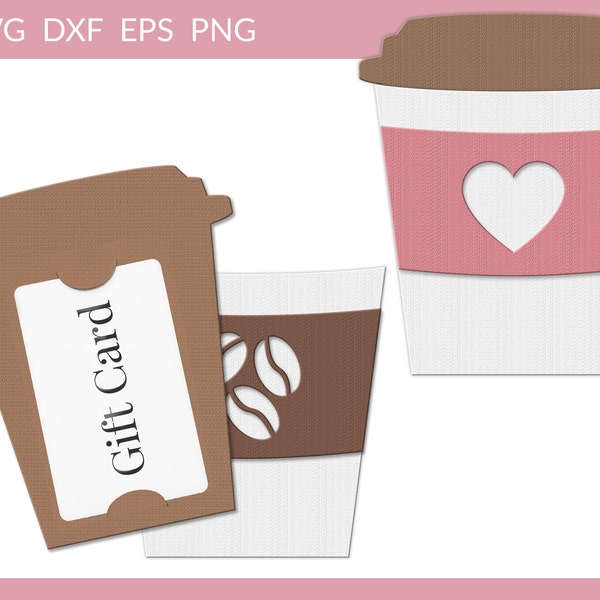 Cup Gift Card Holder svg, Gift Card svg, Gift Card Holder Template dxf png, Coffee Cup Gift Card Holder svg, Gift Card Box Cut File Cricut