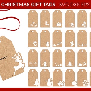 Weihnachtsgeschenkanhänger SVG, Weihnachtsgeschenketikett SVG, Weihnachtsgeschenkanhänger SVG, Weihnachtsanhänger Cricut Silhouette Glowforge, Geschenkanhänger Laser Cut