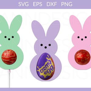 Easter Peep Lollipop Holder svg, Bunny Chocolate Holder svg, Bunny Candy Holder svg, Peeps Sucker Holder svg, Creme Egg Holder svg dxf