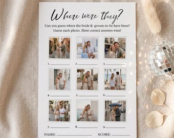 Where Were They Bridal Shower Game, Photo Guessing Game, Bachelorette Party Game, Couples Shower Game, Editable Canva Template