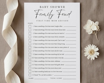 Baby Shower Family Feud Game, Baby Shower Games Printable, Editable Canva Template, Family Feud Baby Shower Game, Instant Download