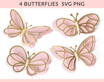 3D Butterfly svg Bundle, Butterfly Wall Decor, Paper Butterfly svg File, Butterflies Bundle, Butterfly Template, Layered Butterfly Digital
