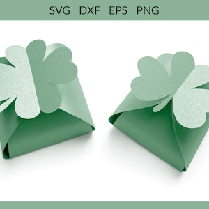 St Patrick's Day Box svg, coffrets cadeaux svg, St Patricks Day Box Template, Shamrock Paper Box svg, Clover Gift Box svg dxf png