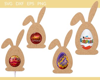 Easter bunny rabbit wooden freestanding chocolate holder kinder egg holidays nursery toddler baby gift