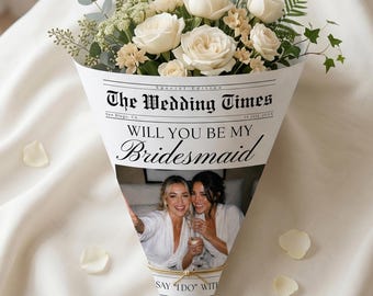 Bridesmaid Proposal Newspaper Template, Will You Be My Bridesmaid Canva, Maid of Honor, Flower Girl, Newspaper Bouquet Wrap Editable