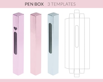 Pen Box Template SVG, Pen Box Cut File SVG, Windowed Pen Box Template, Customizable Pen Box, Pen Packaging Digital Download SVG Files