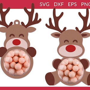 Christmas Candy Holder SVG, Candy Ornaments SVG, Reindeer Chocolate Holder SVG, Reindeer Ornament svg, Christmas Candy Dome svg dxf