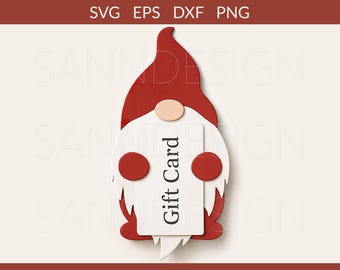 Portatarjetas de regalo Gnome SVG, Tarjeta de regalo SVG, Plantilla de portatarjetas de regalo SVG, DXF, PNG, Archivo de corte de caja de tarjeta de regalo, Tarjeta de regalo Cricut Glowforge SVG