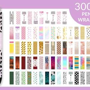 Könnte beinhalten: Eine Sammlung von über 300 bunten Stiftverpackungen mit verschiedenen Mustern, darunter Tierdrucke, geometrische Designs und abstrakte Kunst. Die Stiftverpackungen sind so konzipiert, dass sie Stifte personalisieren und dekorieren.