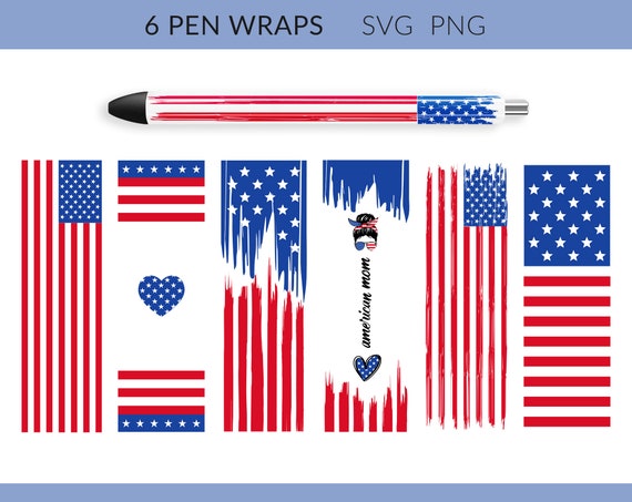 American Flag Pen Wraps Pen Wraps Svg Png Patriotic Pen - Etsy