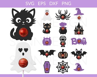 Halloween Lollipop Holder svg, Halloween Treat Candy Holder Bundle, Layered Lollipop Holder Cut File, DIY Candy Holder, Cricut Silhouette