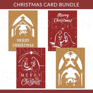 Carte de Noël de la Nativité svg, Bundle de cartes de Noël svg, Cartes de Joyeux Noël svg, Bundle de cartes de Noël DIY, Cricut Silhouette svg dxf