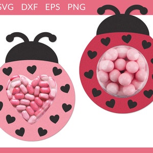 Porta caramelle coccinella, San Valentino; s Day Candy Dome in formato SVG, porta caramelle di San Valentino in formato SVG, ornamento di San Valentino in formato SVG, Ladybird Candy Dome in formato SVG