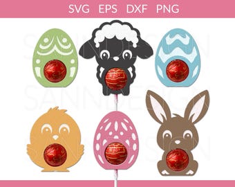 Porta paletas de conejito (SVG), Porta chocolates de Pascua (SVG), Porta dulces de conejito (SVG), Porta huevos de Pascua (SVG), Porta Pascua Cricut Silhouette