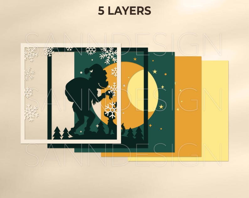 Christmas Shadow Box SVG, 3D Layered Light Box Template, Holiday Paper ...