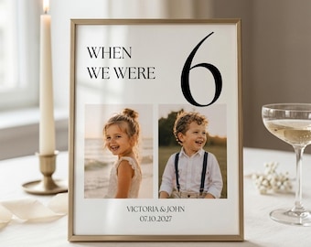 When We Were Wedding Table Numbers, Editable Photo Table Number Template, Canva Wedding Reception Decor, Digital Download