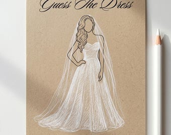 Guess the Dress Bridal Shower Game, Editable Canva Template, Draw the Dress Printable, Minimalist Bridal Shower Game, Instant Download