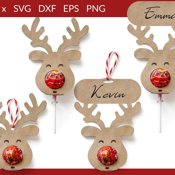 Reindeer Lollipop Holder svg, Christmas Lollipop Holder, Reindeer Chocolate Holder svg, Reindeer Candy Holders svg, Christmas Ornament svg