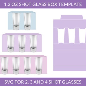 1.2 OZ Shot Glass Box Template SVG, Shot Glasses Box svg, Box For 2, 3 or 4 Shot Glasses, Digital Download Cut File svg