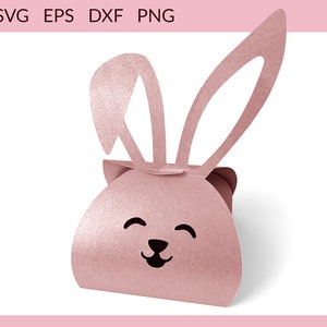 Bunny Treat Box svg, Pâques Gift Boxe svg, Modèle de boîte de Pâques, Pâques Paper Box svg, Bunny Gift Box svg dxf, Easter No Glue Box Cricut svg
