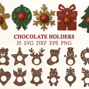Julchokladhållare SVG-paket, chokladhållarmallar, julklubbehållare SVG, jul Cricut-klippfiler