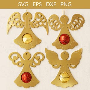 Kerstchocoladehouder svg, Engelchocoladehouder svg, Kerstchocoladeornament snijbestand Cricut Silhouette