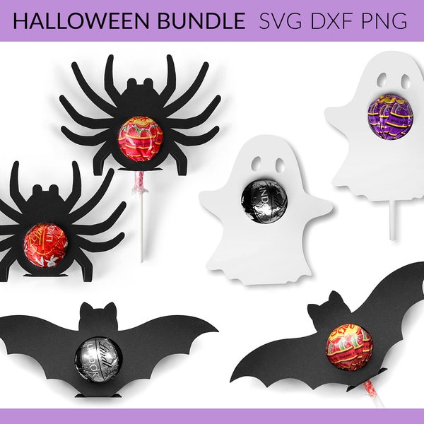 Halloween Lollipop Holder svg, Halloween Chocolate Holder Bundle, Ghost Bat Spider Holder svg, Halloween Treats Holders, Cricut Silhouette