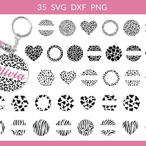 Keychain svg, Keychain Bundle svg dxf, Acrylic Keychain svg, Key Chain svg, Circle Round Keychain svg, Leopard Zebra Cow Dalmatian Keychain