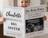 Big Sister Pregnancy Announcement Newspaper Template, Editable Canva Baby Reveal, Sibling Announcement, Ultrasound Photo Announcement