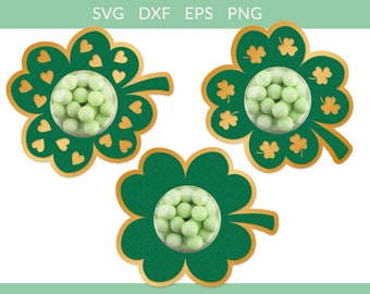Shamrock Candy Holder, Candy Dome Holder svg, St Patricks Day Candy Holders svg, St Patrick's Day Treat Holder svg, Shamrocks Cricut svg