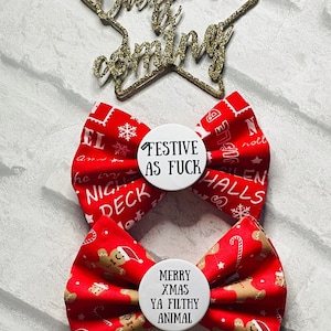 Christmas Bow Tie / Xmas pet bow / My First Xmas / Pet Gift/ Pet Present / Made to order / Custom bows / Xmas Dog / Xmas Cat/