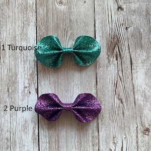 Curved fine glitter hair bow / Turquoise hair bow / purple hair clip / glitter hair band / hair accessories / Hair band / Sparkly hair clip